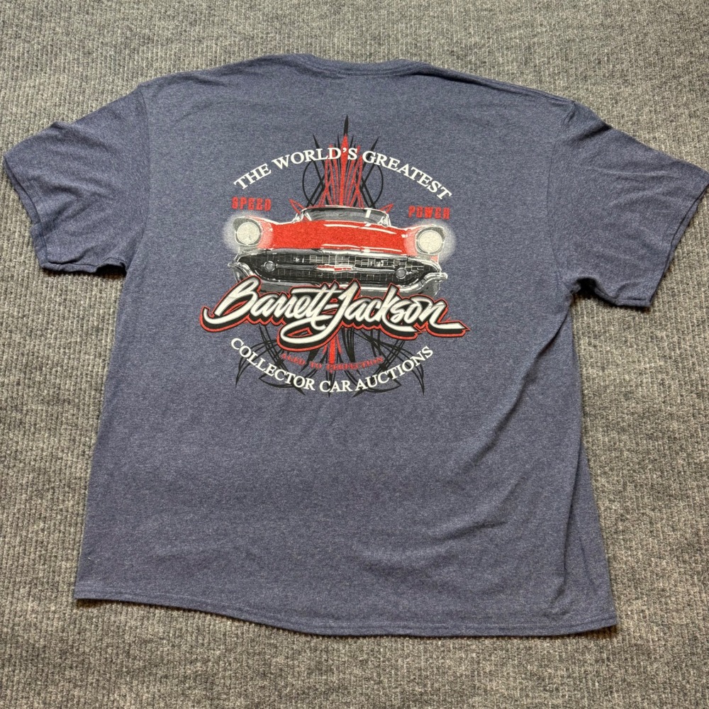Barrett-Jackson Collector Car Auctions Mens 2XL Blue 57 Chevy Graphic T-Shirt